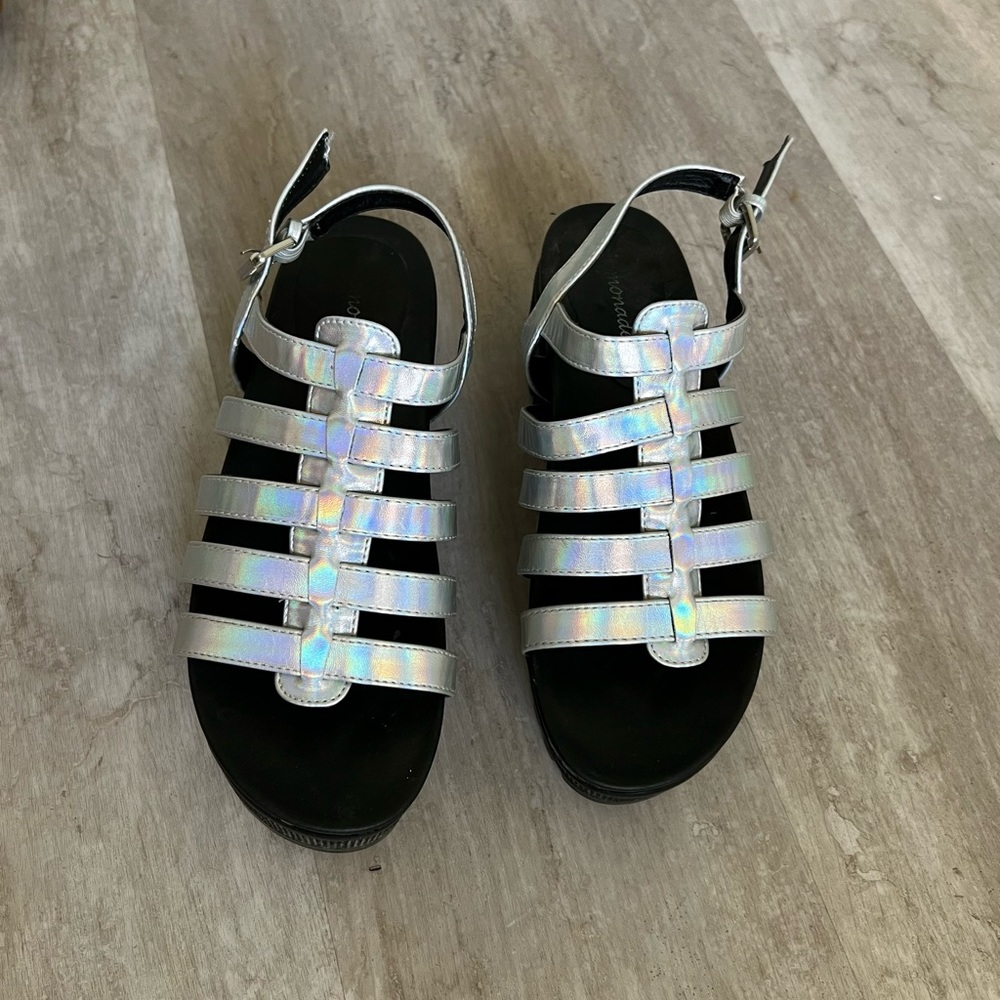 Holographic Platform Sandals
